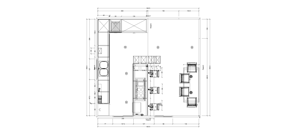 Plano1-Gran cocina con península y barra 